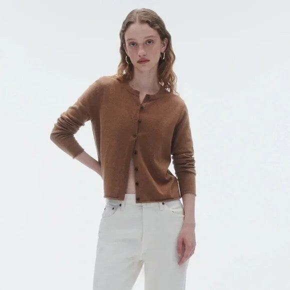 Guest In Residence Shrunken Cardigan Sweater Cashmere- M Almond - Picture 1 of 4